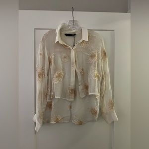 Unworn Zara Tulle Top with embroidery Florly prints
